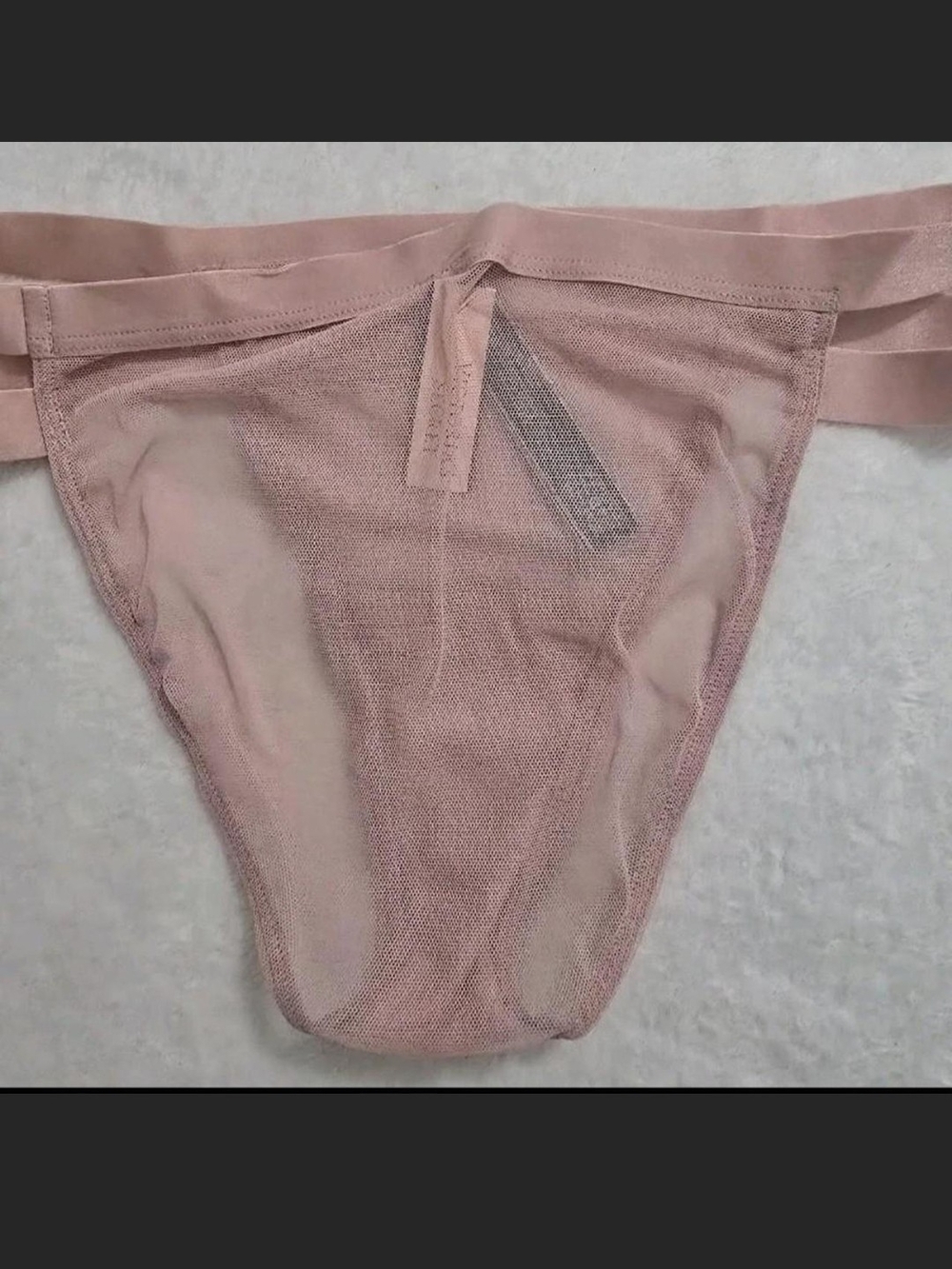 PINK & Victoria's Secret Size XS Lace & Cotton Panty Set Of 3 - Black & Blush - Picture 3 of 6